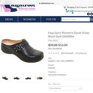 Easy Spirit Women's Davet Mules Clog, Black Leather, Size 8 medium